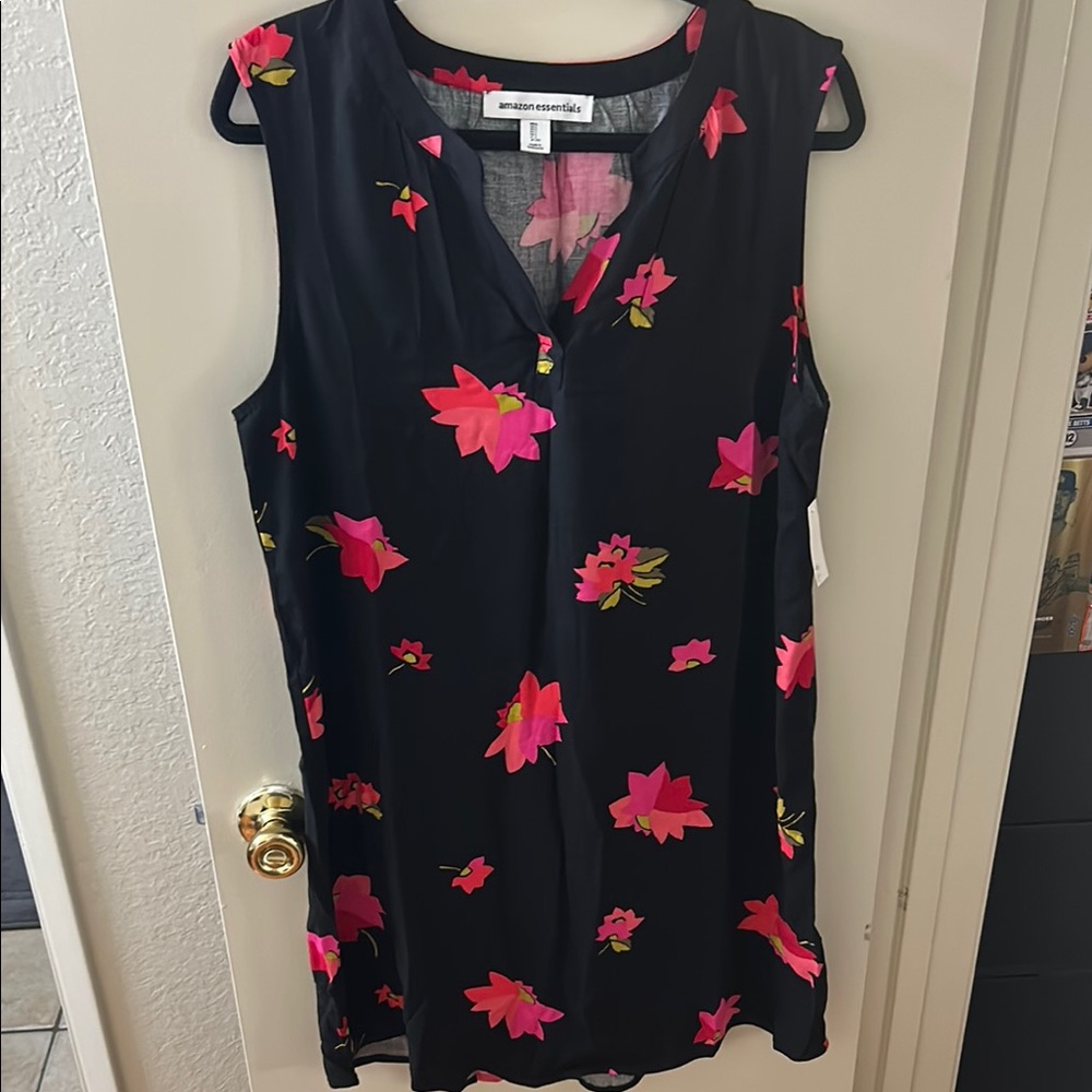 Amazon Essentials Black and Pink Floral Dress